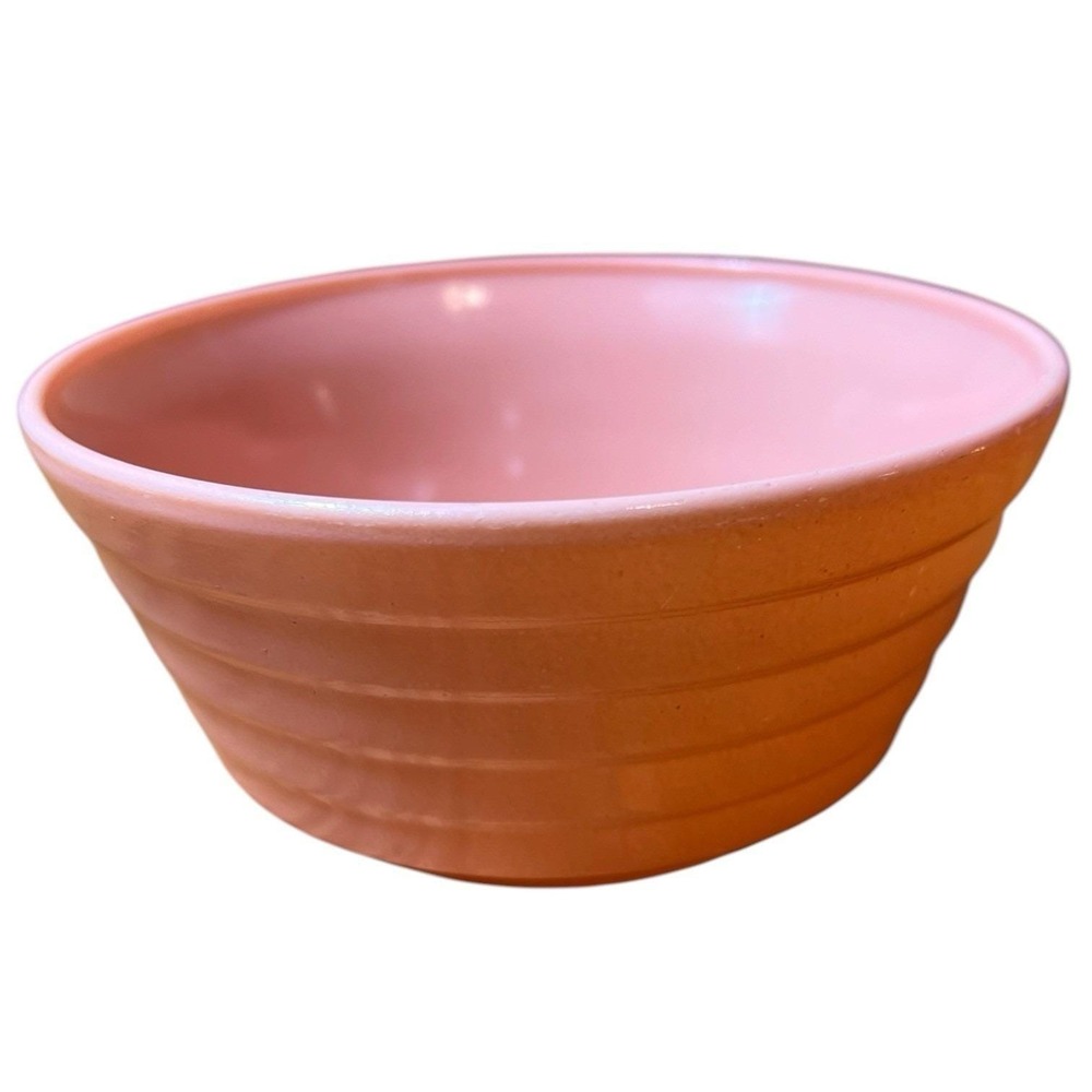 VTG. HAZEL ATLAS Moderntone Pastel Pink Platonite Glass Bowl 1940's